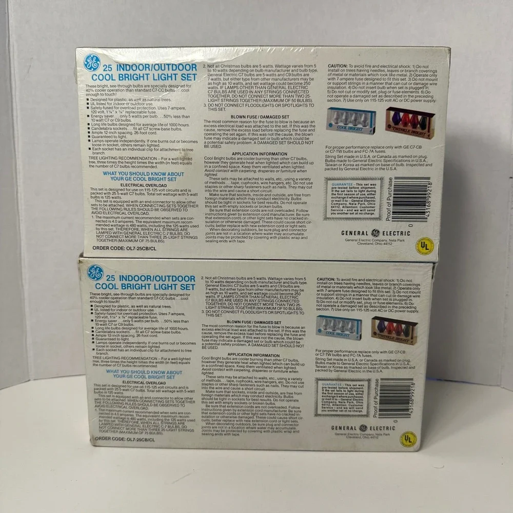 Lot of 4 Vintage GE Cool Bright 25 Indoor Outdoor Christmas Light Sets Sealed